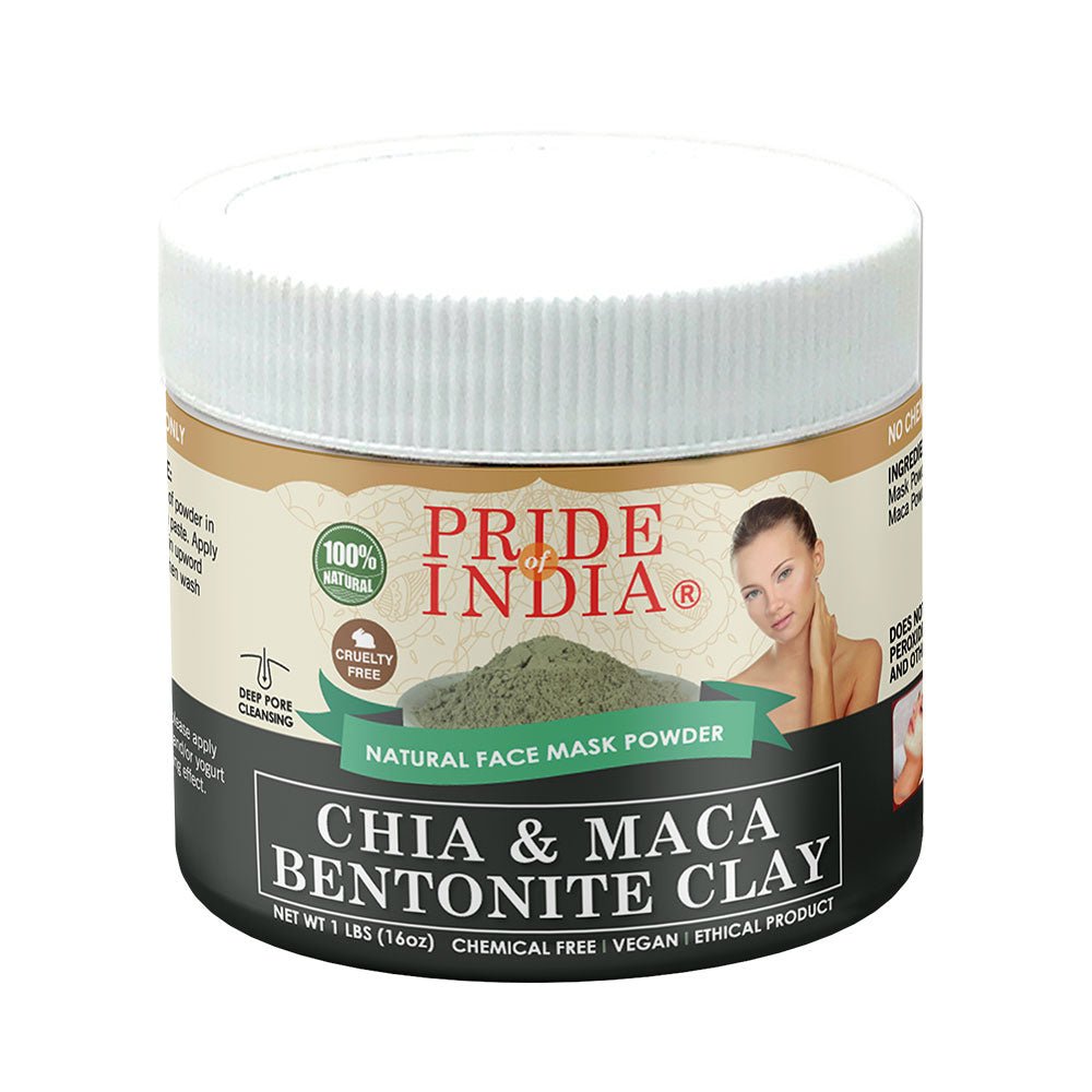 Chia & Maca Healing Bentonite Clay Natural Face Mask Powder, 1 Pound (454gm) Jar - Hair Taxi Online Barber and Beauty Supply Store